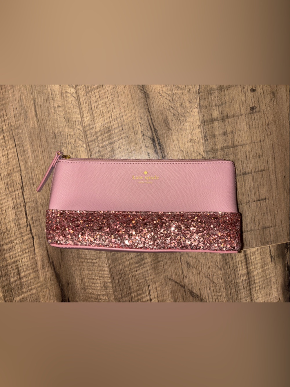 kate spade pink glitter-accent zip wallet
